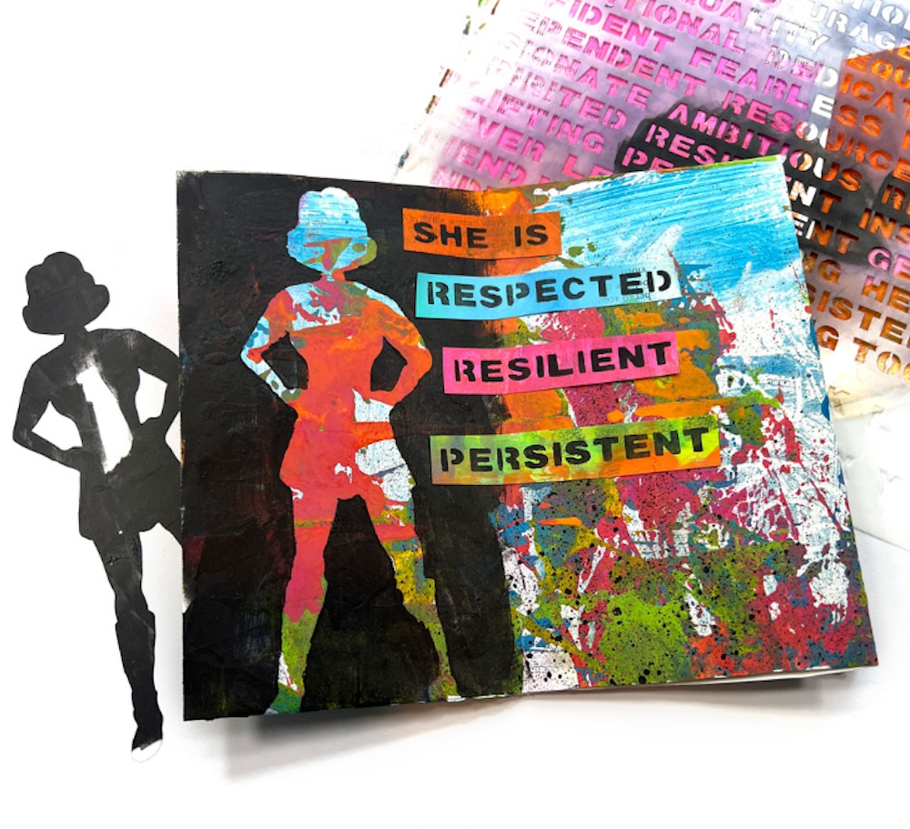 StencilGirl Heroic Words Stencil l957 - She is Respected Resilient Persistant