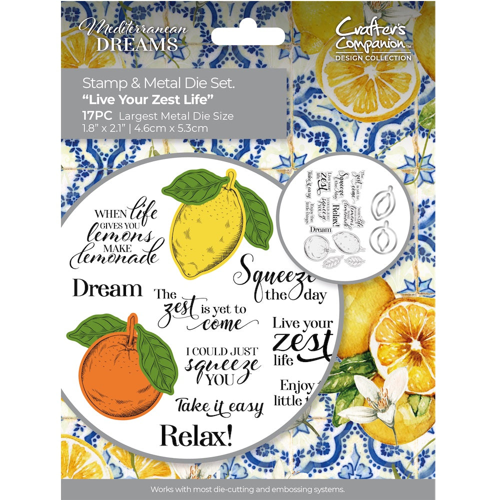 Crafter's Companion Live Your Zest Life Stamp And Die Set med-std-lyzl