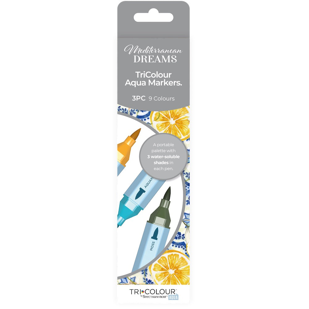 Crafter's Companion Mediterranean Dreams TriColour Aqua Markers med-tcaq-med3