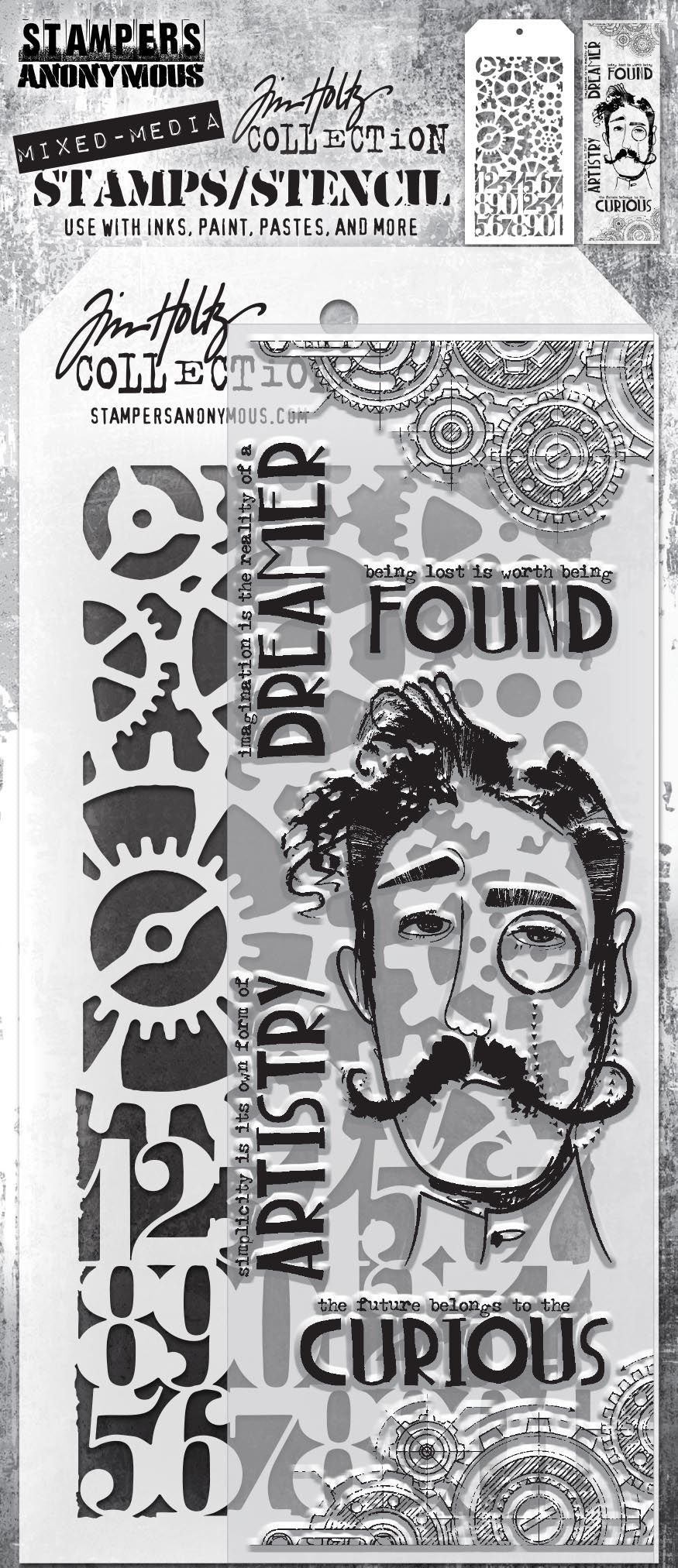 Tim Holtz #37 Obervations & Gears Stamp & Stencil Set - Stamps - Paper Crafts & Scrapbooking