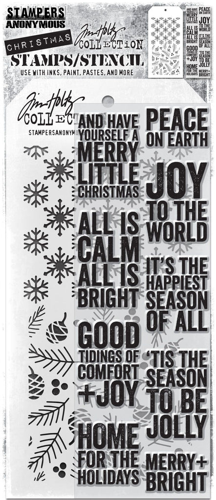 Tim Holtz Clear Stamps and Stencil BOLD TIDINGS THMM133