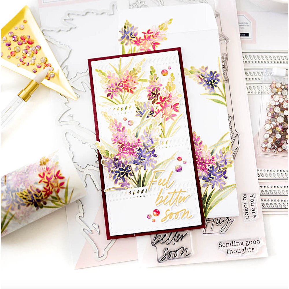 PinkFresh Studio Rounded and Braided Rectangle Die Set pf106es Feel Better Soon Card | color-code:ALT03