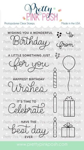Pretty Pink Posh BIRTHDAY SENTIMENTS Clear Stamps