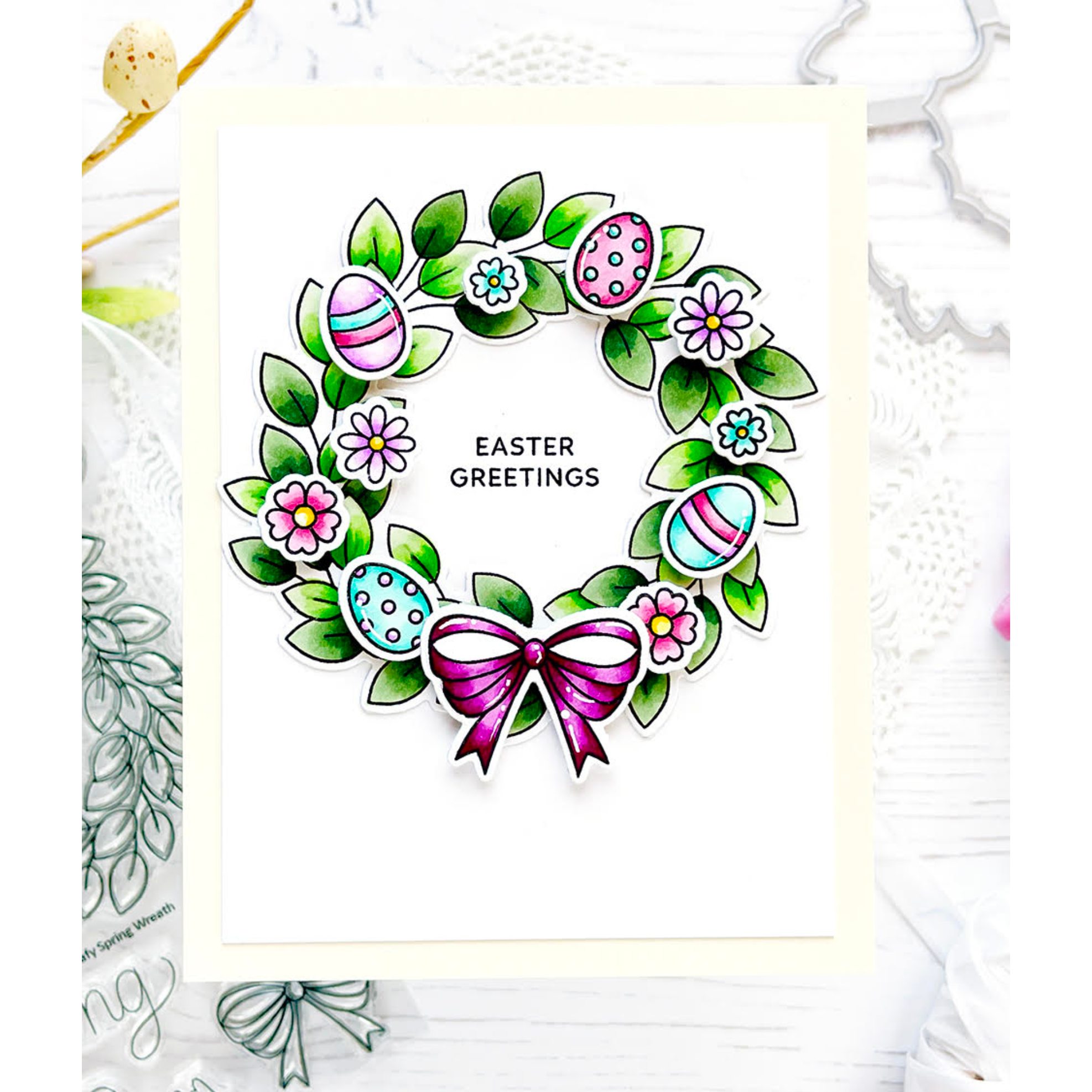 Pretty Pink Posh Leafy Sprigs Wreath Coordinating Dies Wreath | color-code:ALT01