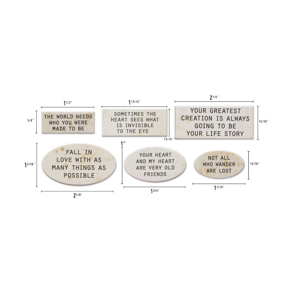 Tim Holtz Idea-ology QUOTE CHIP LABELS th94320 - Measurements