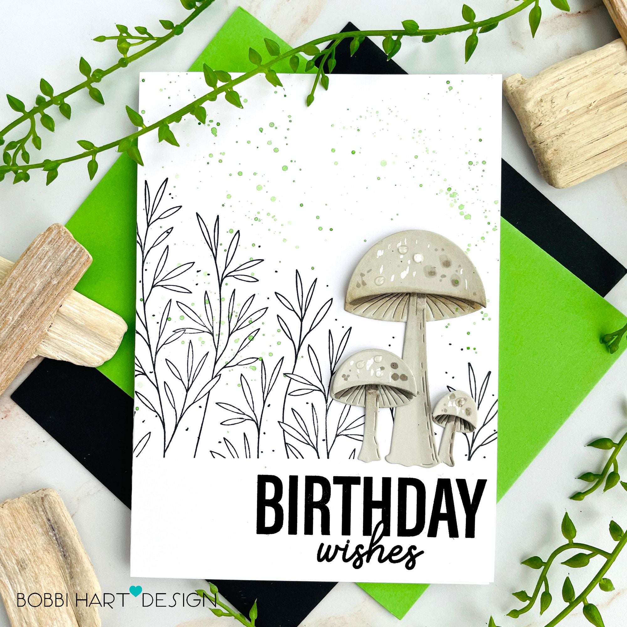 Simon Says Stamp Mushroom Stems Wafer Die s782 Mushrooms Birthday Card | color-code:ALT07