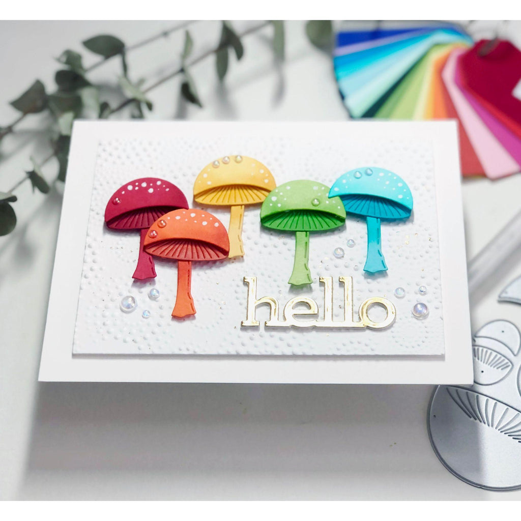 Simon Says Stamp Mushroom Stems Wafer Die s782 Mushrooms  Hello Card | color-code:ALT10