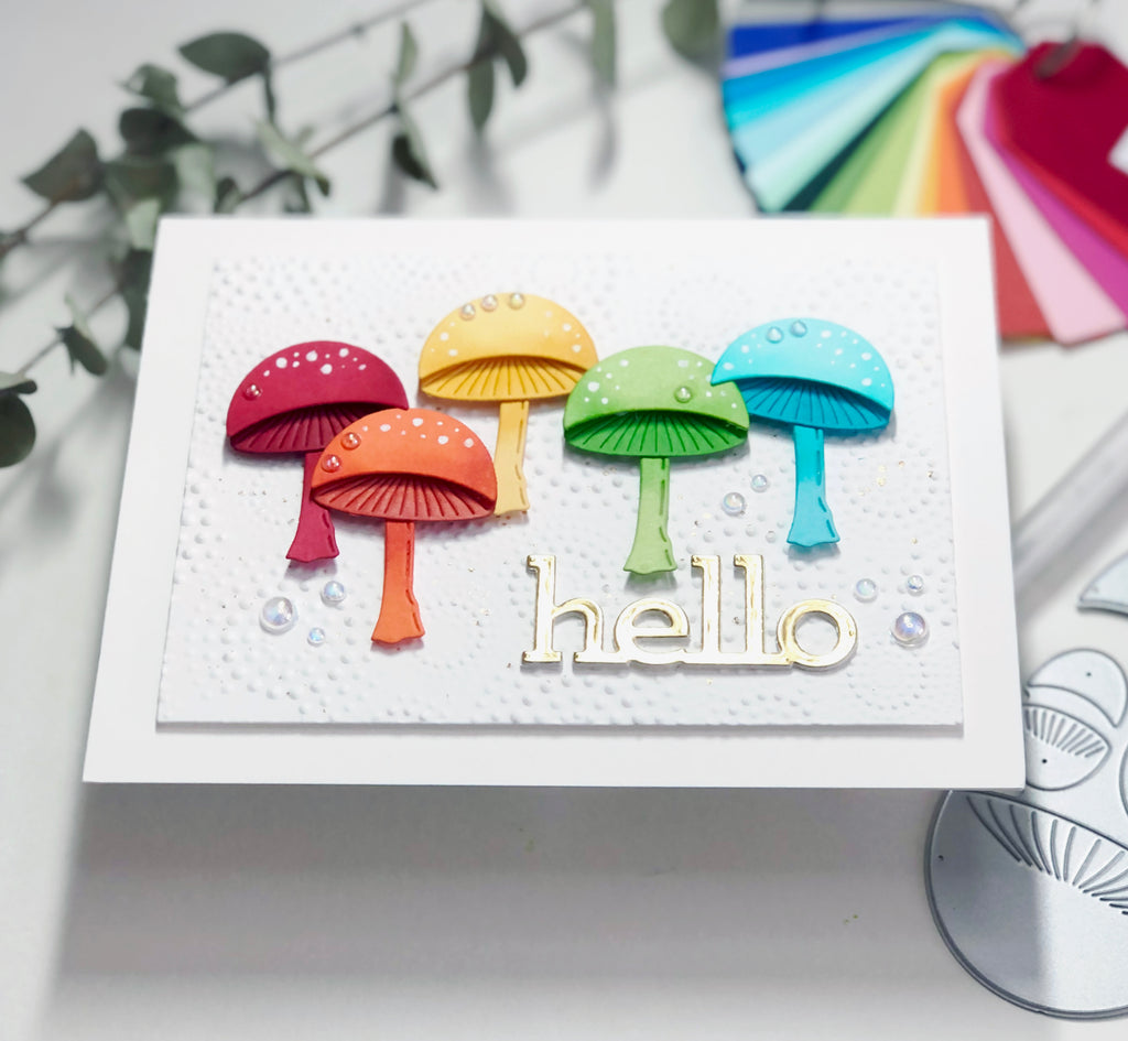 Simon Says Stamp Mushroom Stems Wafer Die s782 Mushrooms  Hello Card | color-code:ALT10