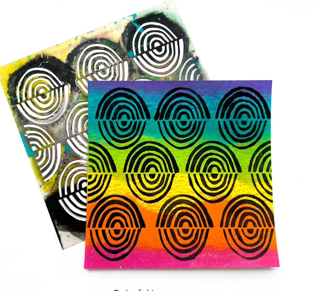 StencilGirl Rows of Reflecting Rainbows Stencil s943 - Bright Colors