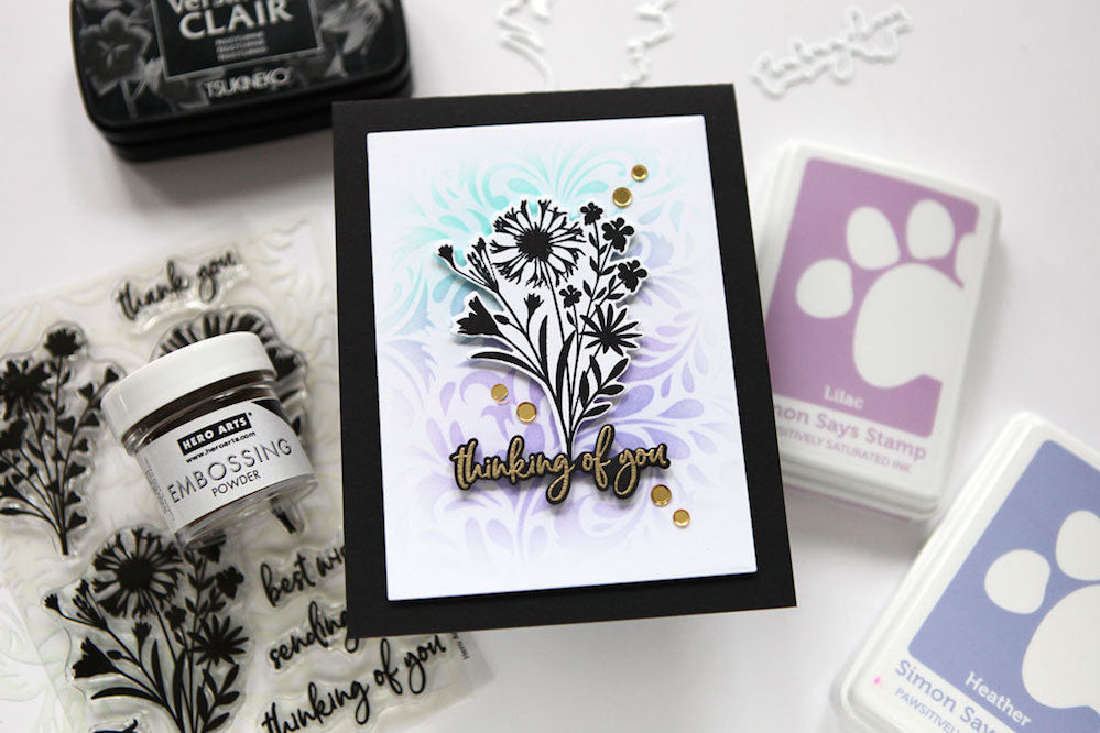 Hero Arts Floral Imprints Clear Stamp and Die Combo SB353 thinking of you | color-code:ALT1