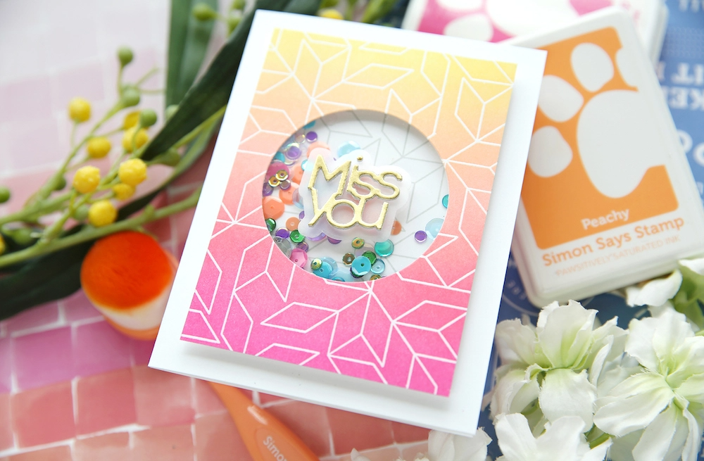 Simon Says Cling Stamps PARALLELOGRAM sss102637 Be Creative Miss You Shaker Card | color-code:ALT10