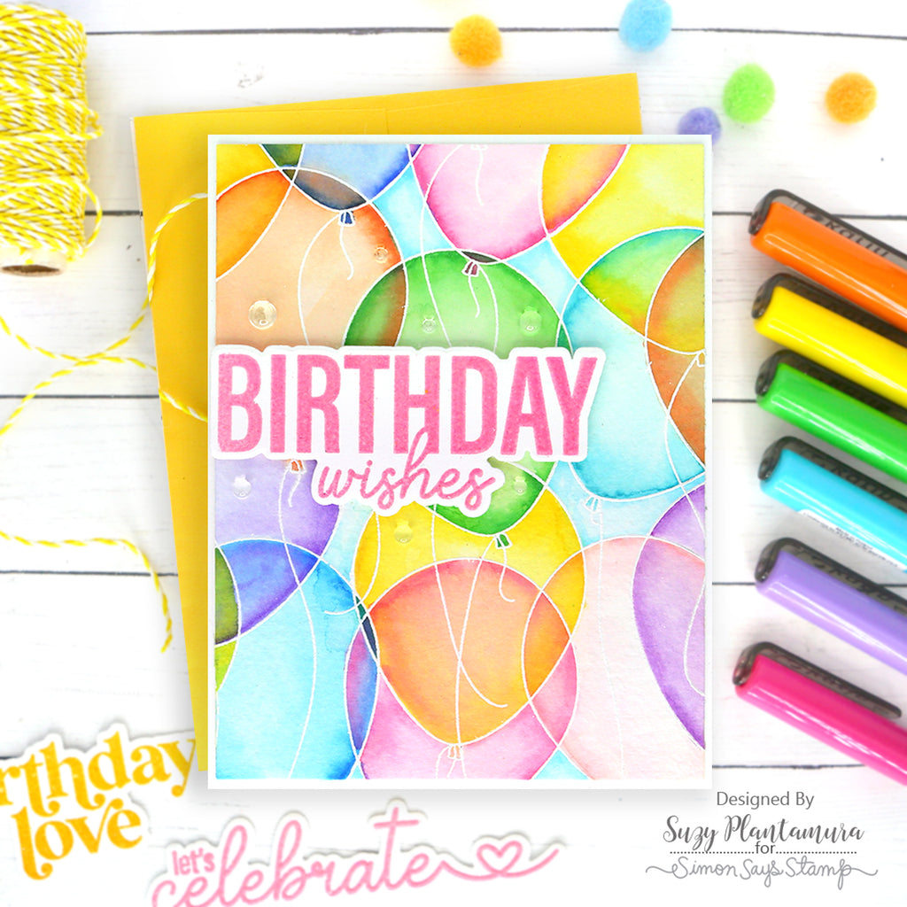 Backyard Birthday Party Bunch of Balloons Cling Card | color-code:ALT01