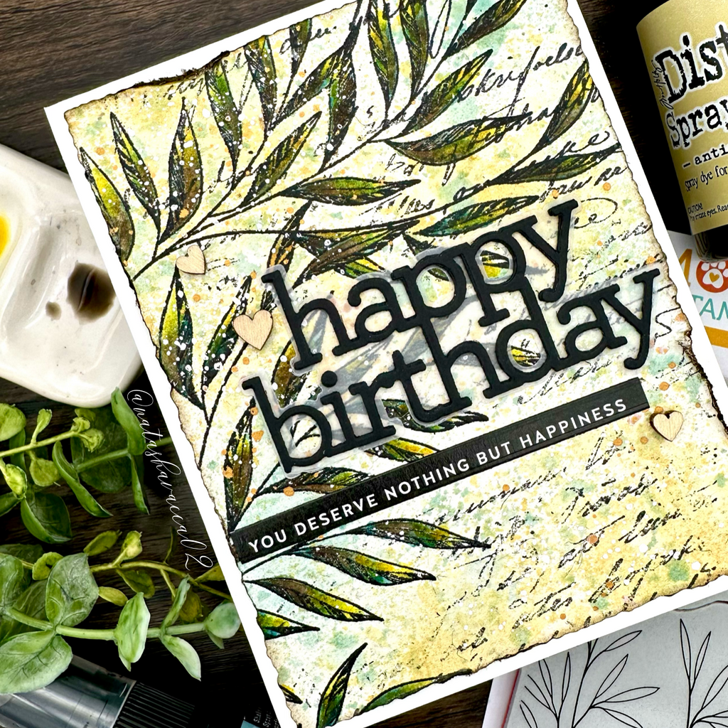 Simon Says Cling Stamps Leaf Edges sss102683 Happy Birthday Card | color-code:ALT03
