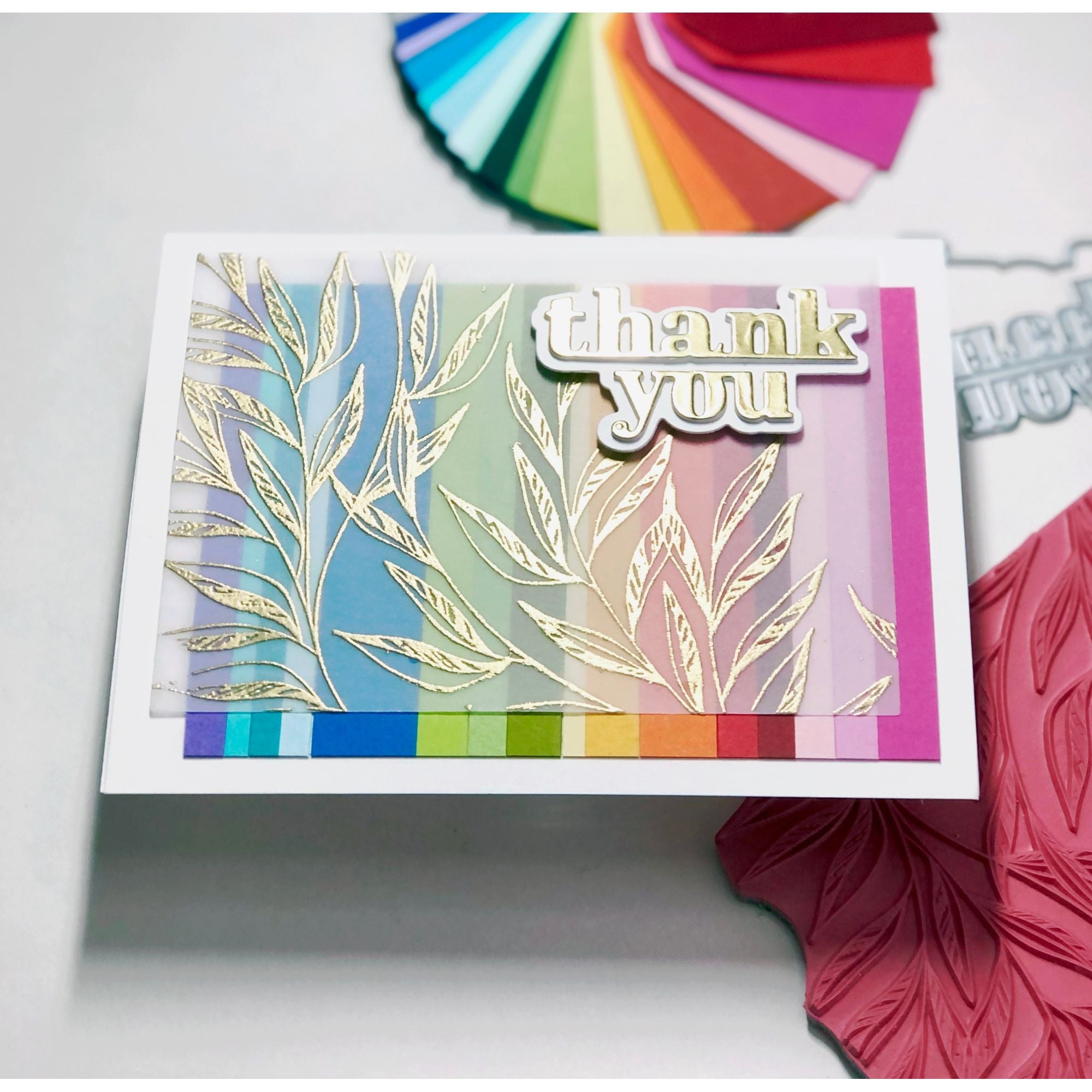Simon Says Cling Stamps Leaf Edges sss102683 Thank You Card | color-code:ALT04