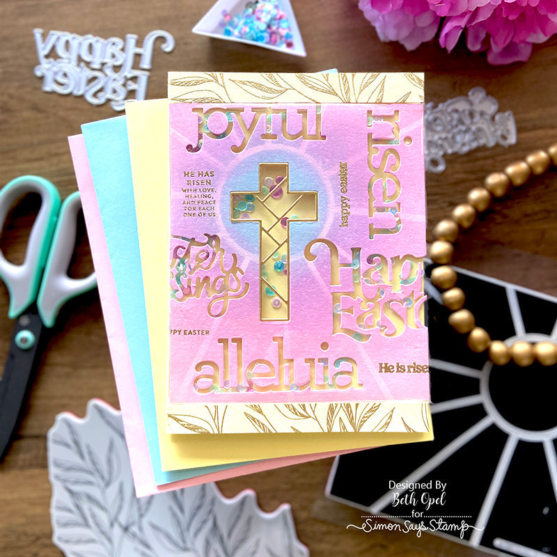 Simon Says Cling Stamps Leaf Edges sss102683 Easter Card | color-code:ALT10