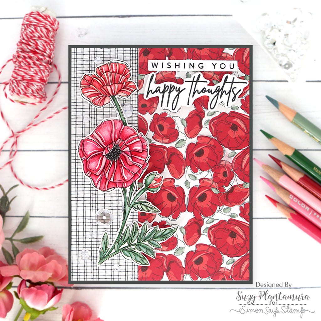Simon Says Clear Stamps POPPY PERFECTION sss202517c Happy Thoughts Card  | color-code:ALT05