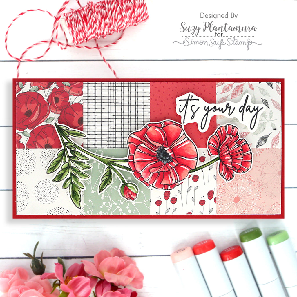 Simon Says Clear Stamps POPPY PERFECTION sss202517c Birthday Card  | color-code:ALT06