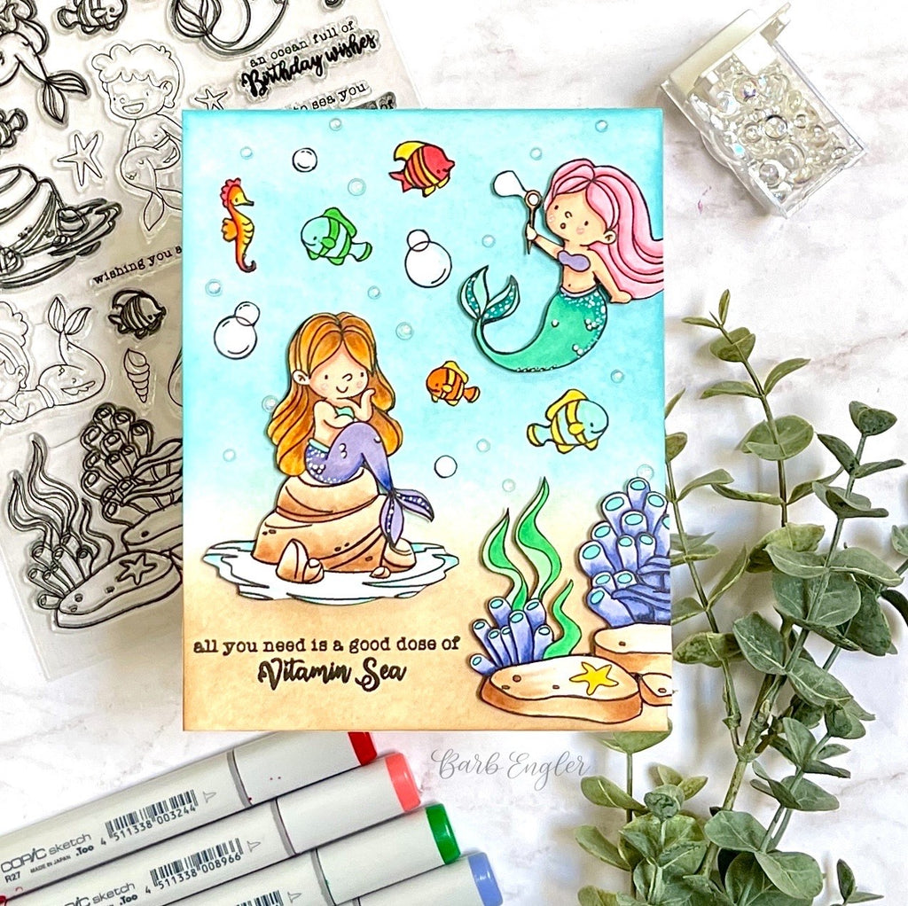 Simon Says Clear Stamps VITAMIN SEA sss202639c Mermaids Card | color-code:ALT08
