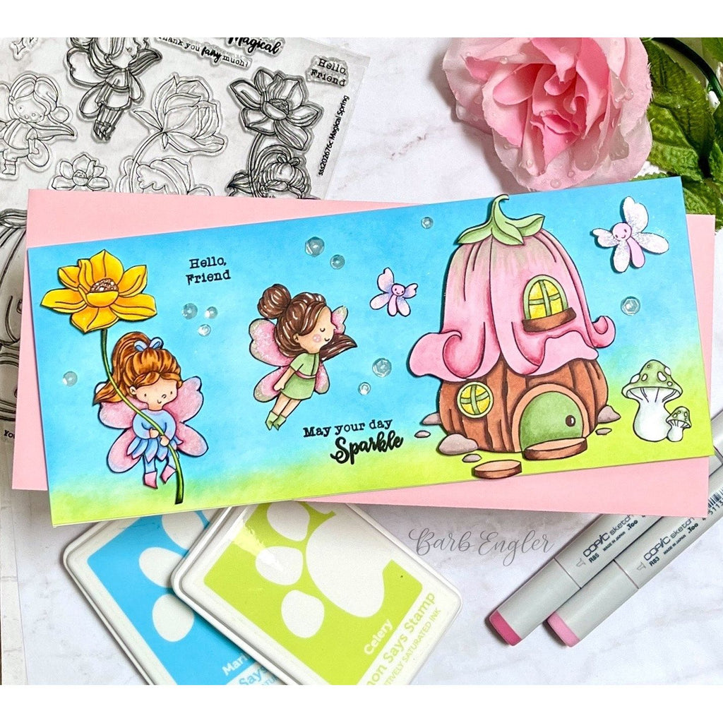 Simon Says Clear Stamps Magical Spring sss202676c Fairies Spring Scene Card | color-code:ALT01