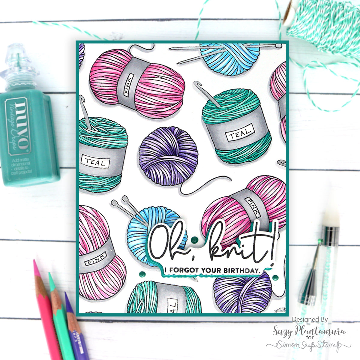 Simon Says Clear Stamps Yarn Love sss202681c Yarn Pun Card | color-code:ALT03