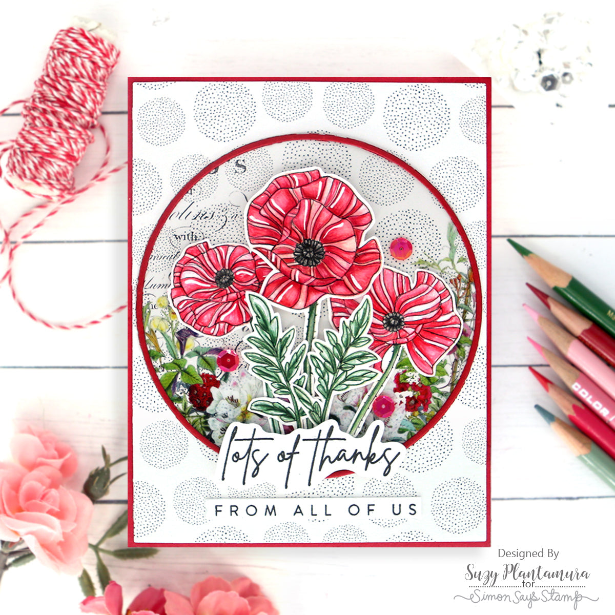 Simon Says Stamp POPPY PERFECTION Wafer Dies sssd112617c Thanks Card | color-code:ALT02