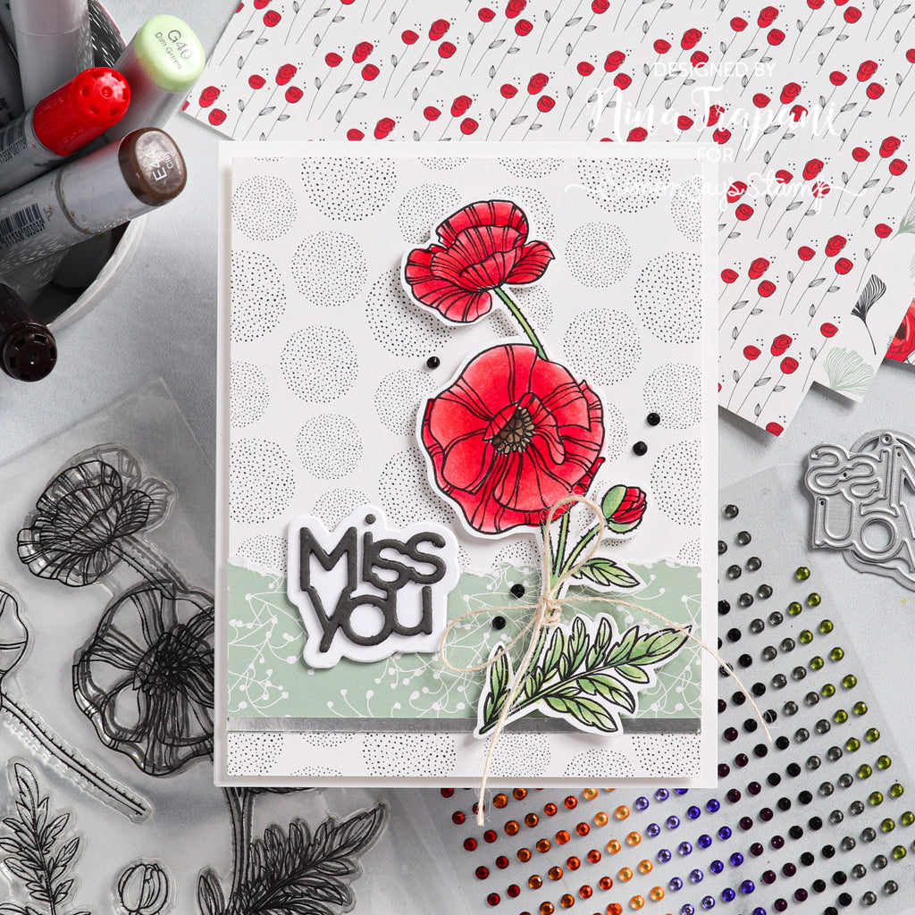Simon Says Stamp POPPY PERFECTION Wafer Dies sssd112617c Miss You Card | color-code:ALT04