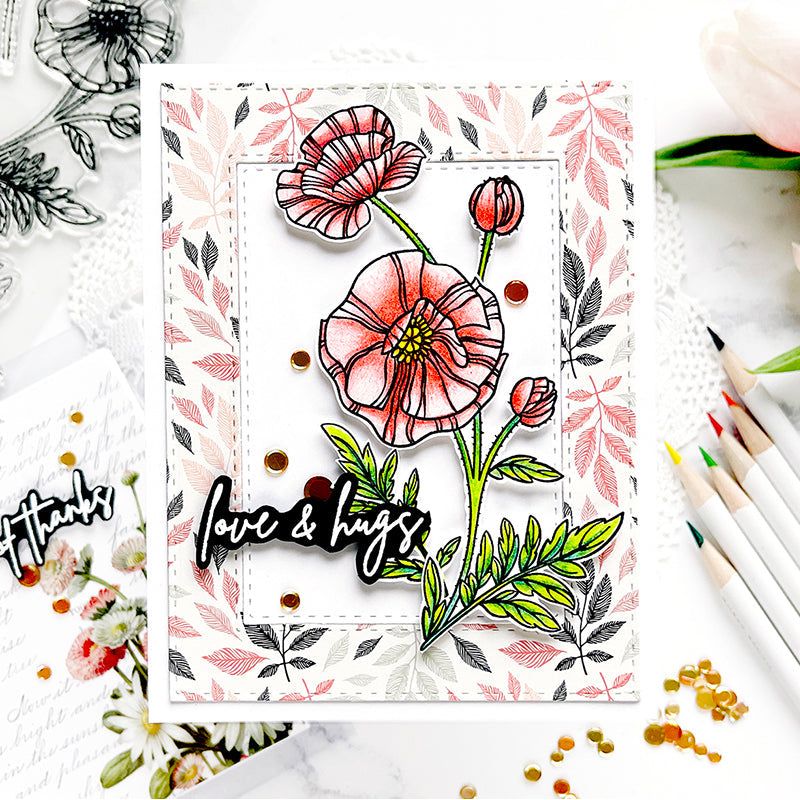 Simon Says Stamp POPPY PERFECTION Wafer Dies sssd112617c Hugs Card | color-code:ALT05