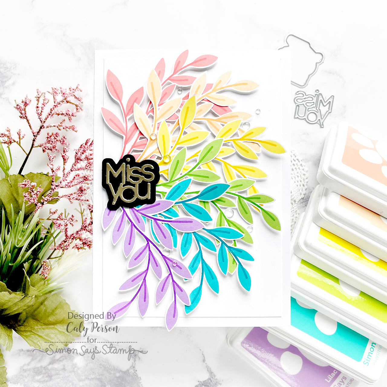 Simon Says Stamp FANTASTIC FLOWERS Wafer Dies sssd112782c Miss You Card | color-code:ALT01