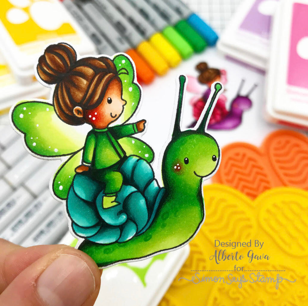 Simon Says Stamp Magical Spring Wafer Dies sssd112788c Fairy Riding a Snail | color-code:ALT02