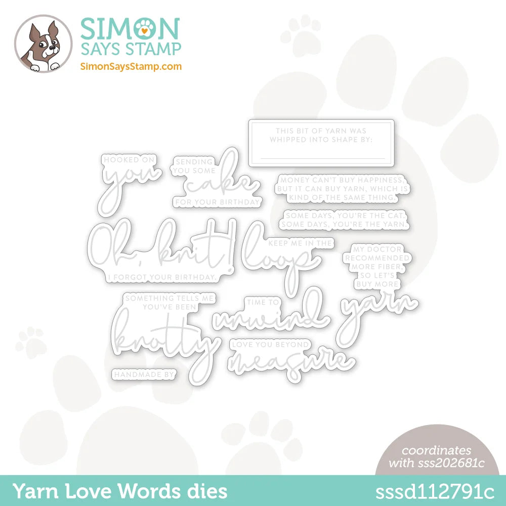 Simon Says Stamp Yarn Love Words Wafer Dies sssd112791c Beautiful Days