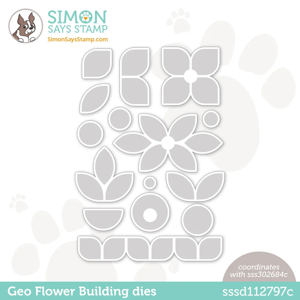 Simon Says Stamp Geo Flower Building Wafer Dies sssd112797c Beautiful Days