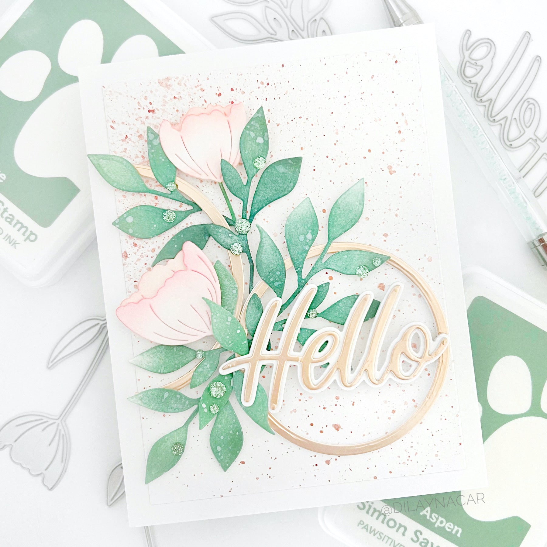 Simon Says Stamp Leafy Sprig Wafer Die sssd112799 Leafy Sprig Hello Card | color-code:ALT04