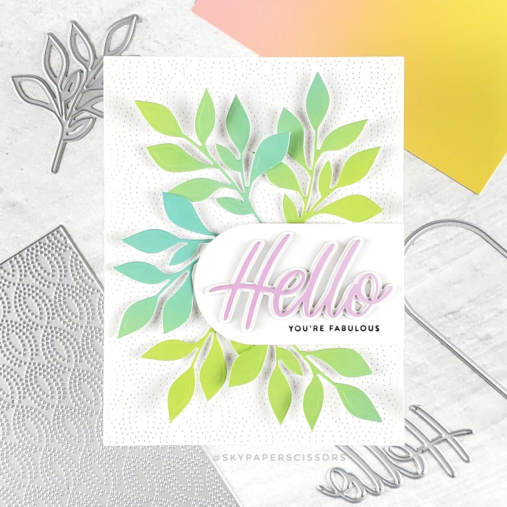 Simon Says Stamp Leafy Sprig Wafer Die sssd112799 Leafy Sprig Hello Card | color-code:ALT17