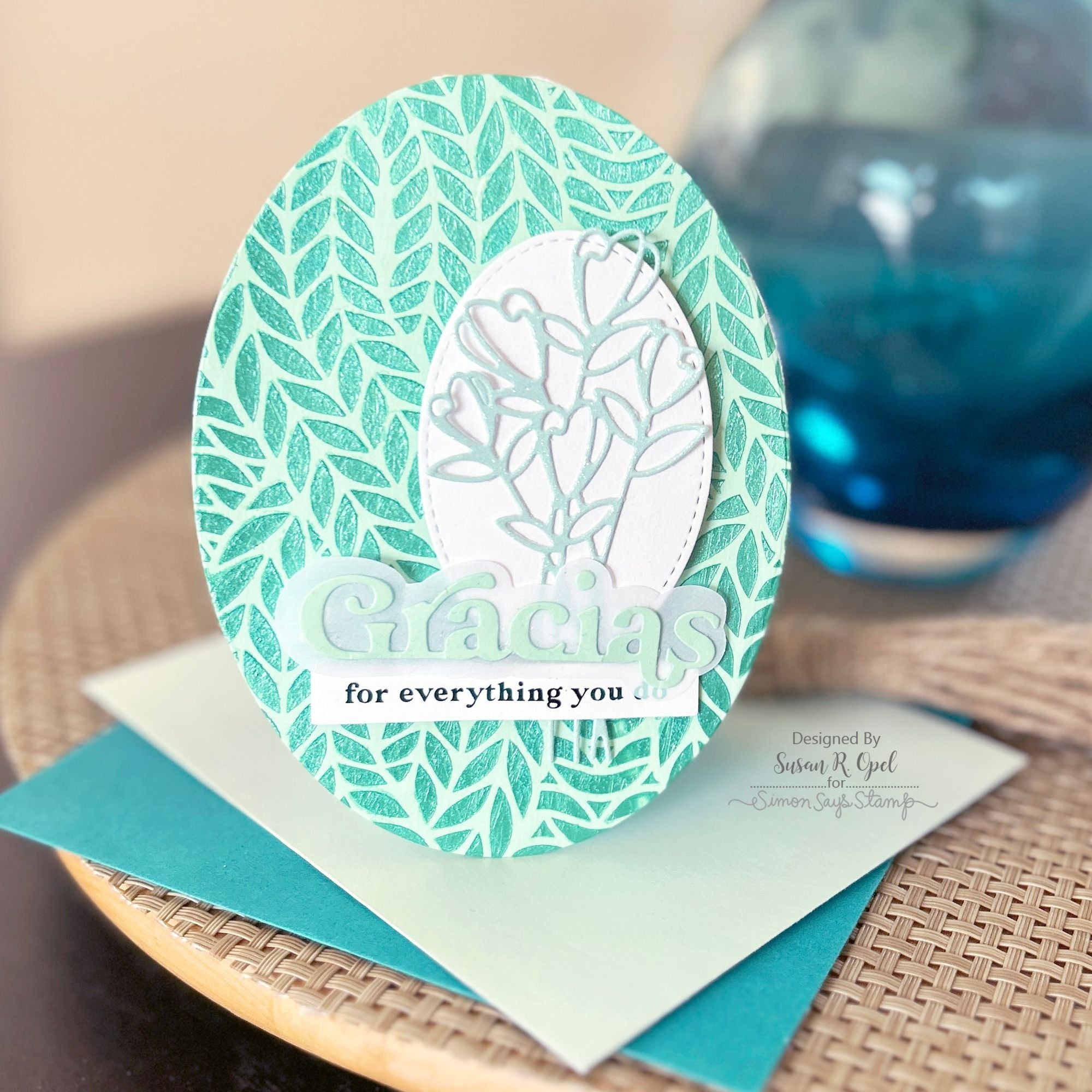 Simon Says Stamp Spring Blossoms Wafer Die sssd112814 Oval Gracias Card | color-code:ALT03