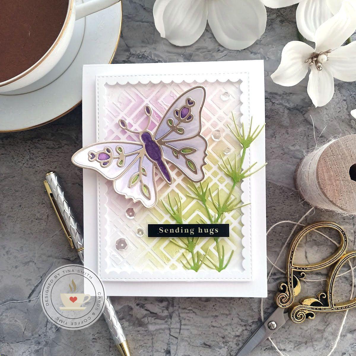 Simon Says Stamp Rose Winged Butterfly Wafer Die sssd112825 Butterfly Hugs Card | color-code:ALT02