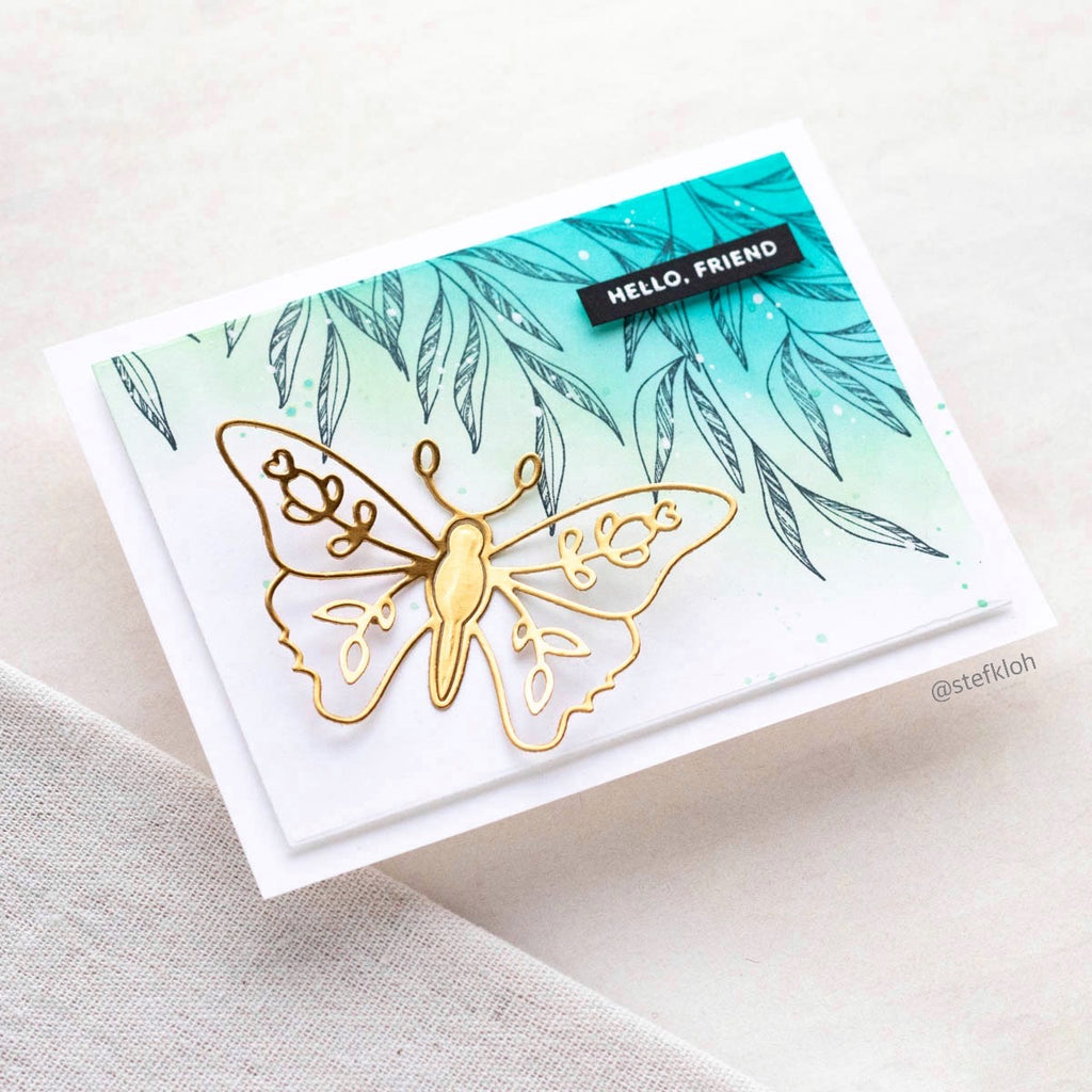 Simon Says Stamp Rose Winged Butterfly Wafer Die sssd112825 Butterfly Hello Card | color-code:ALT03