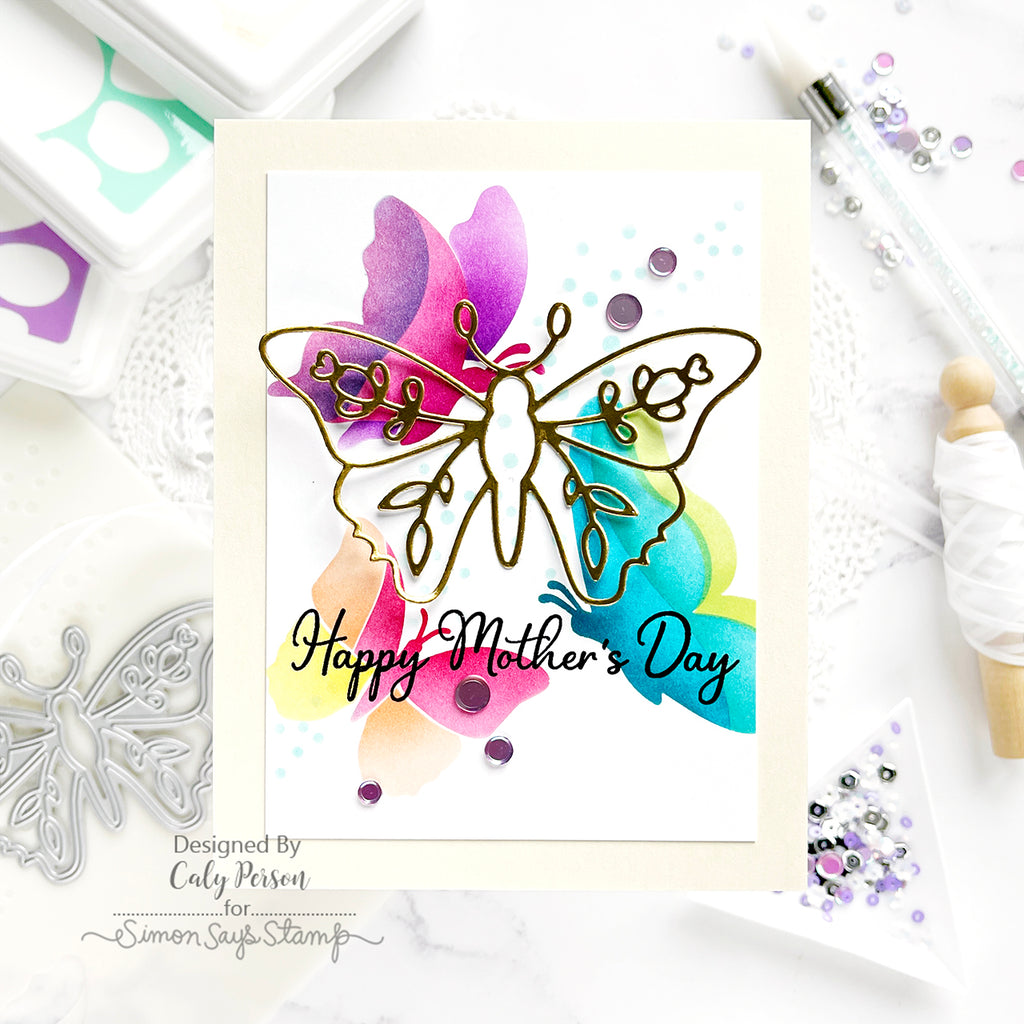 Simon Says Stamp Rose Winged Butterfly Wafer Die sssd112825 Butterfly Mom Card | color-code:ALT08