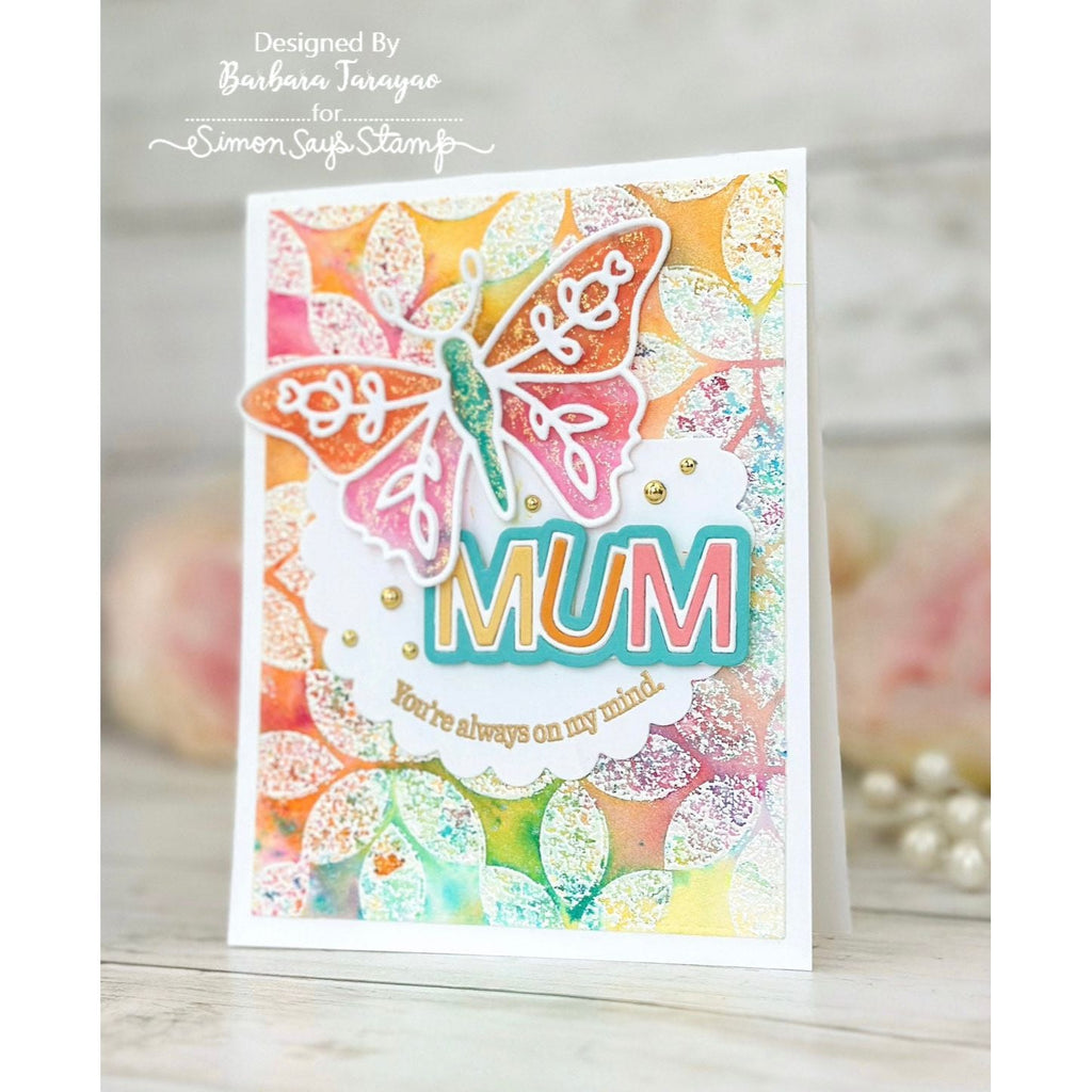 Simon Says Stamp Rose Winged Butterfly Wafer Die sssd112825 Butterfly Mum Card | color-code:ALT12