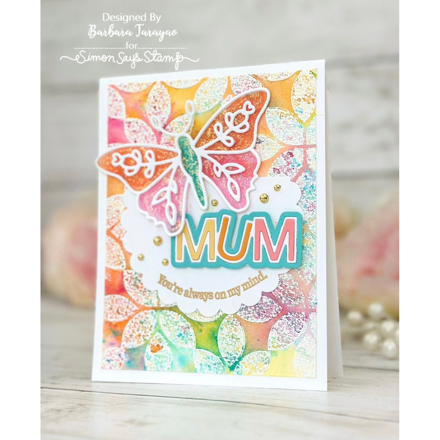 Simon Says Stamp Rose Winged Butterfly Wafer Die sssd112825 Butterfly Mum Card | color-code:ALT12