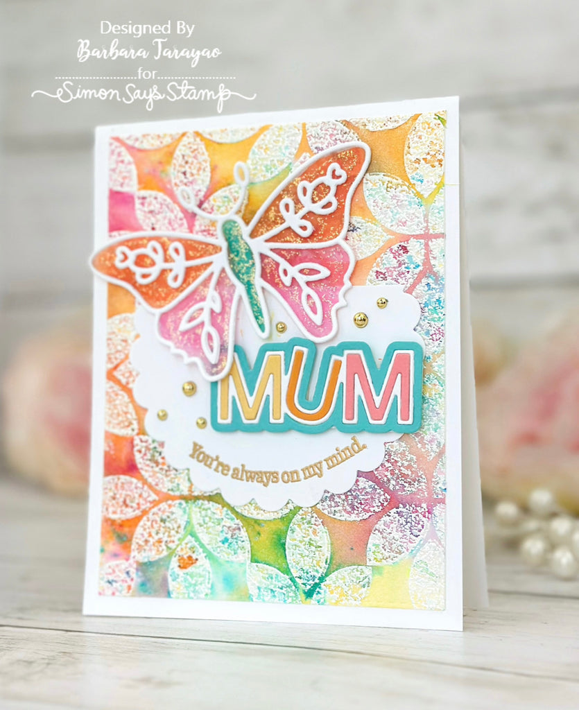 Simon Says Stamp Rose Winged Butterfly Wafer Die sssd112825 Butterfly Mum Card | color-code:ALT12