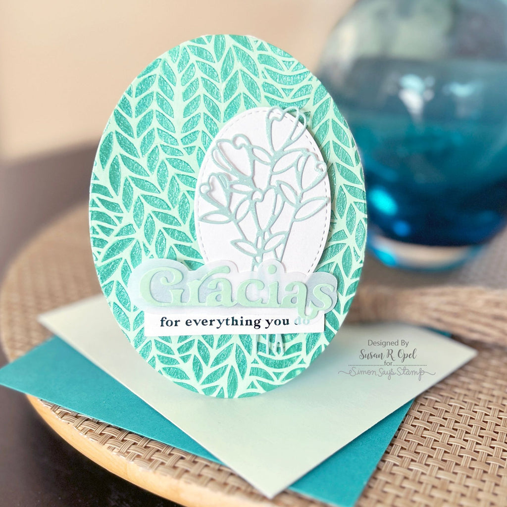 Simon Says Stamp Stencil Chunky Knit ssst221672 Chunky Knit Oval Gracias Card | color-code:ALT07