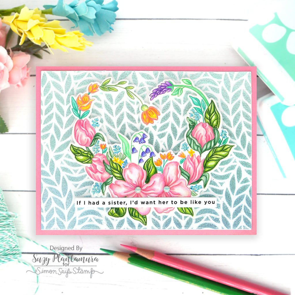 Simon Says Stamp Stencil Chunky Knit ssst221672 Chunky Knit Floral Sisters Card | color-code:ALT16