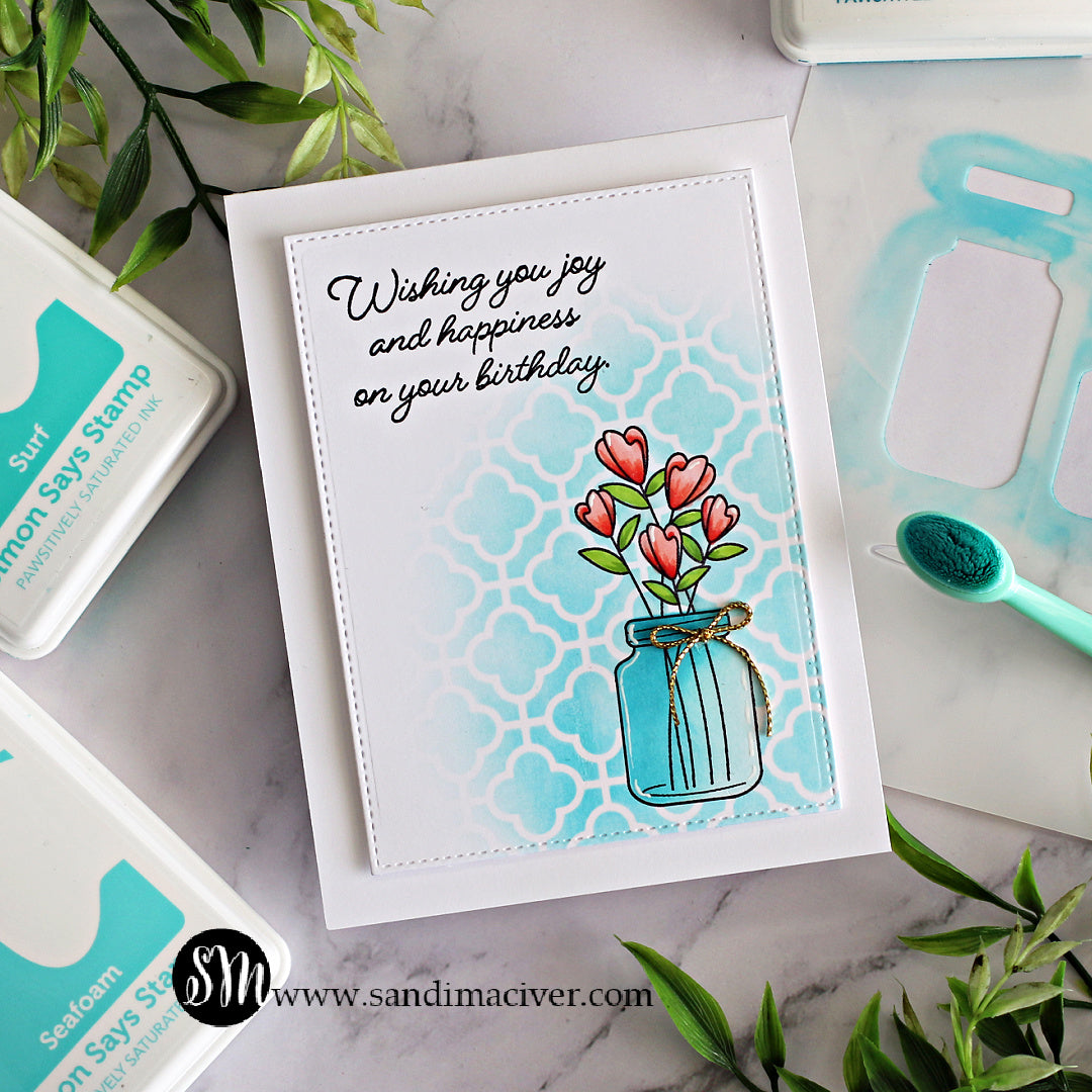 Simon Says Stamp Stencil Botanical Jars ssst221678 Spring Birthday Card | color-code:ALT03