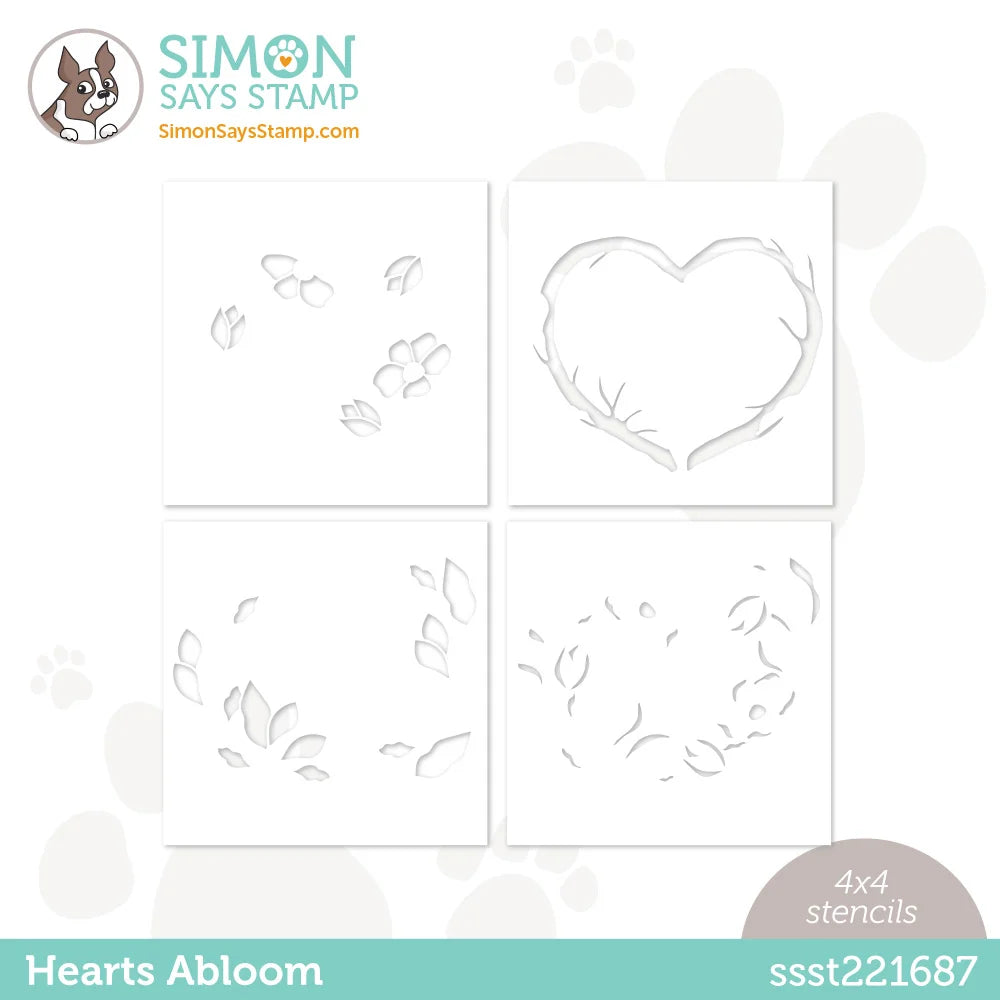 Simon Says Stamp Stencils Hearts Abloom ssst221687