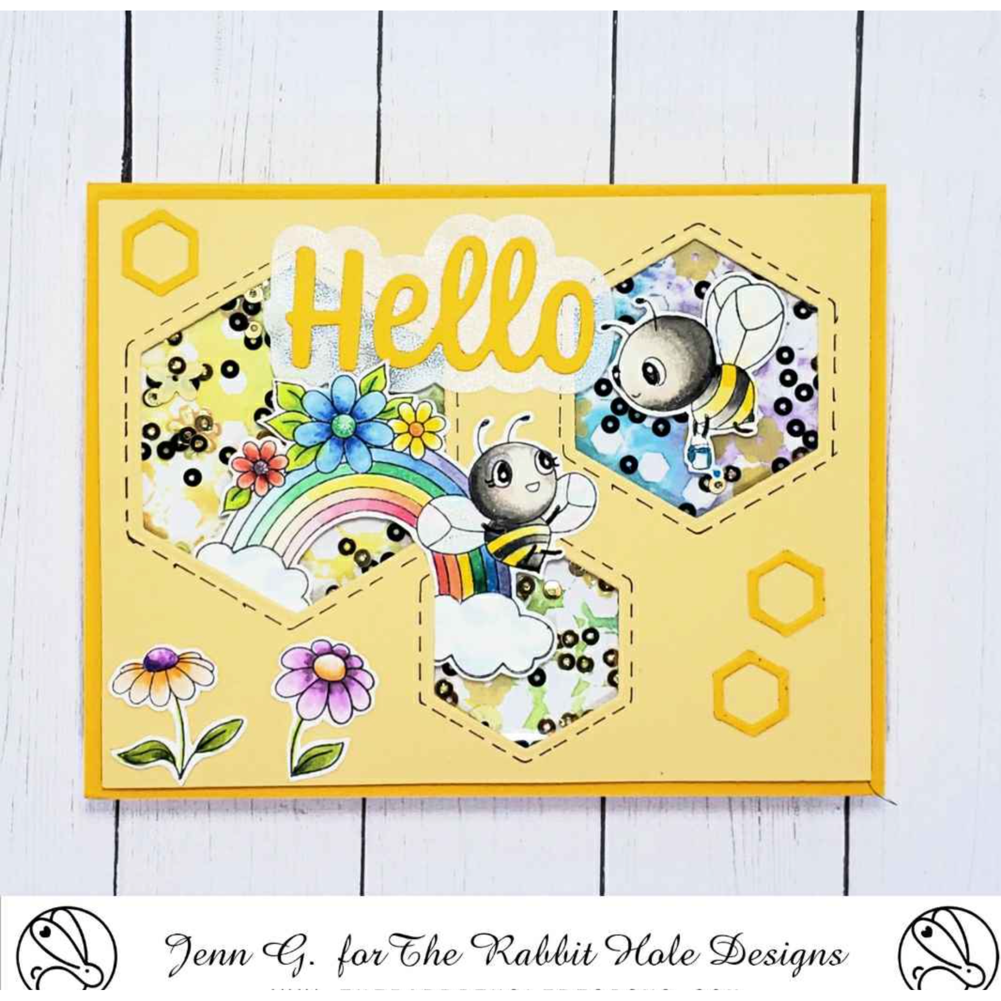 The Rabbit Hole Designs Sunny Days and Rainbow Dies TRH-193D hello