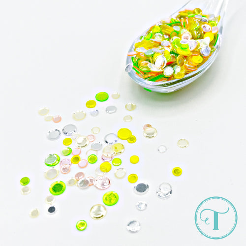 Trinity Stamps Margarita Mix Confetti Embellishment Box tsb-387 clear yellow green mix