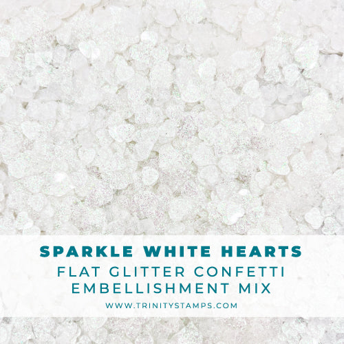 Trinity Stamps Sparkle White Hearts Flat Confetti Embellishment Box tsb-393