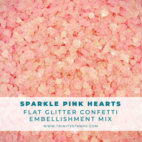Trinity Stamps Sparkle Pink Hearts Flat Confetti Embellishment Box tsb-394
