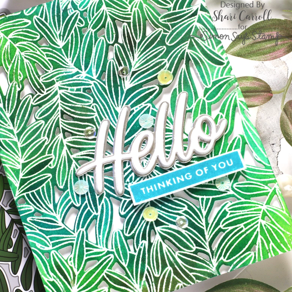 Tim Holtz Distress Spray Stain SALVAGED PATINA Ranger tss72782 Climbing Leaves Hello Thinking Of You Card | color-code:ALT95