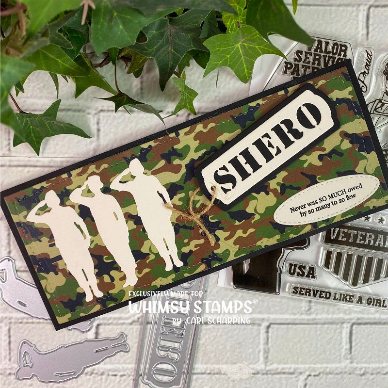 Whimsy Stamps Military Shero and Hero Dies WSD522a Camoflauge